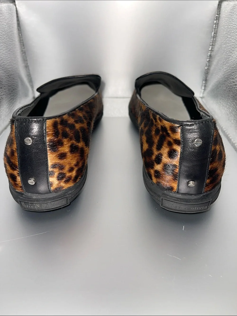 Alice + Olivia Rory Calf Hair Leopard Print Slip-On Flats